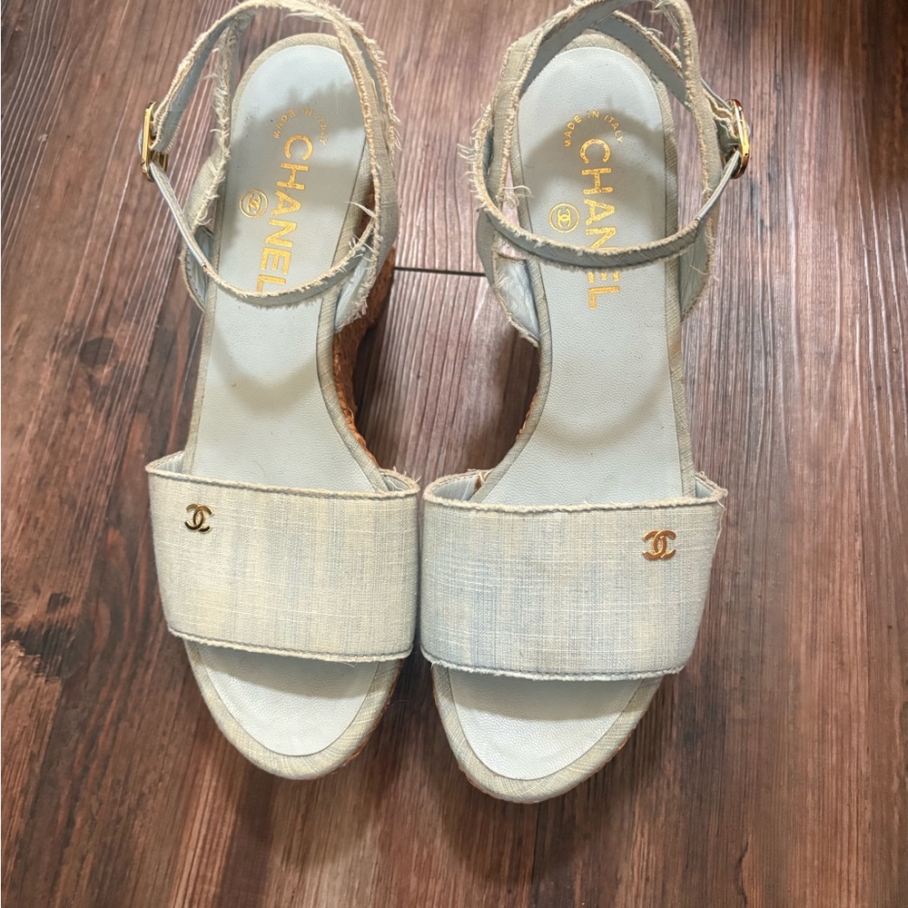 Chanel Women's Blue Denim Sandals